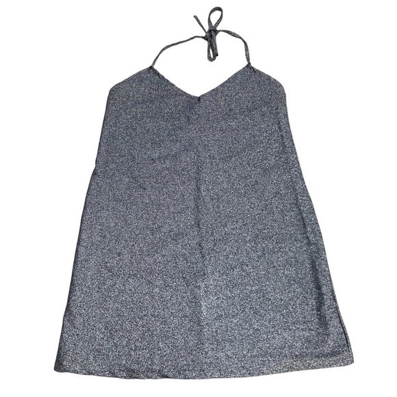 Zara metallic blue and silver bodycon halter mini dress - Picture 2 of 7